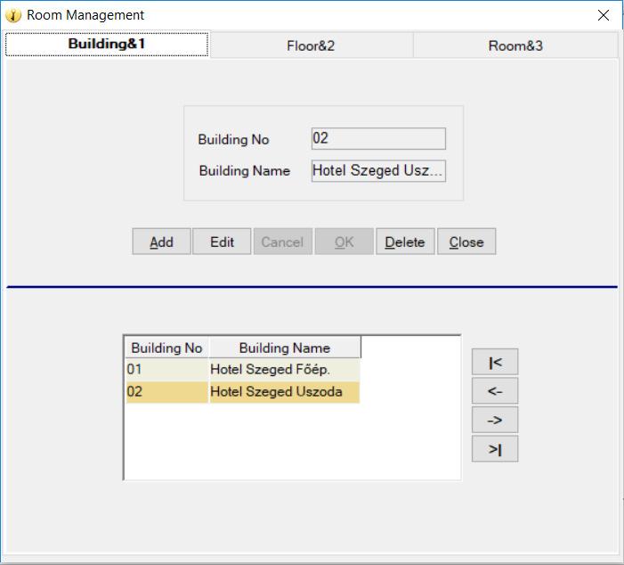 3.1 Hotel épületek beállítása Új épület hozzáadása esetén a Building No.