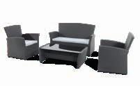 Méretek: 150 x 90 x 74 cm Akciós ár: 39 390 Ft CATALINA 4+ GARNITÚRA Kényelmes és praktikus polirattan garnitúra, 4 db