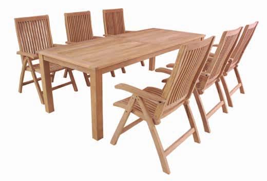 Teak kedvezményes garnitúrák FLORES 6+ GARNITÚRA Kedvezményes teakfa garnitúra, 6 db anatómiásan kialakított karosszékkel és 1 db nagyon masszív asztallal.