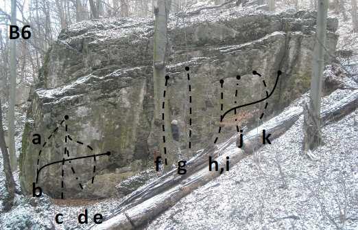 Ördög-árok boulder kalauz frissítve: 2011/01/14 5 B6 a) Melegdő 6B SD (Schmidt T.