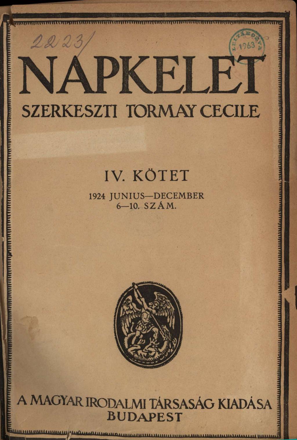 NAPKELET SZERKESZTI TORMAY CECILE IV.