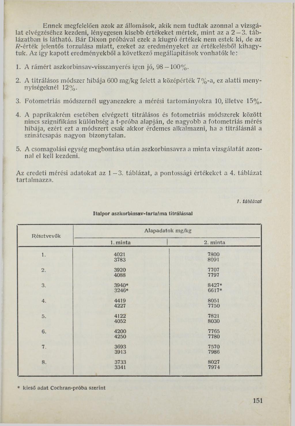 Ennek megfelelően azok az állomások, akik nem tudtak azonnal a vizsgálat elvégzéséhez kezdeni, lényegesen kisebb értékeket mértek, mint az a 2-3. táblázatban is látható.