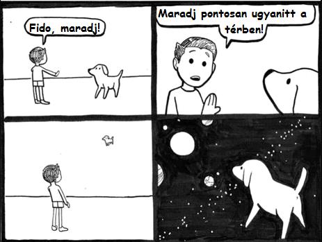 1. feladat A. Magyarázd meg a képregényben történteket! Az utolsó képen a kutya már a világűrben van, hogyan kerülhetett oda?