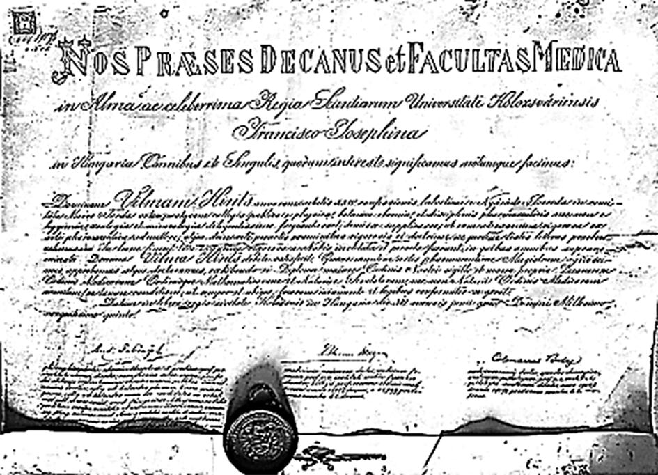 Hints Vilma gyógyszerésznő gyógyszerészoklevele A Román Nemzeti Levéltár Maros Megyei Hivatalának állományában levő egyetemi anyakönyvekből 58 csak 38 beiratkozott gyógyszerészhallgatónőnél