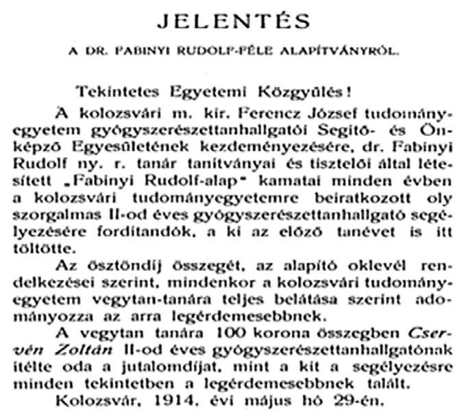 11. ÖSZTÖNDÍJ GYÓGYSZERÉSZHALLGATÓK SZÁMÁRA A FJTE-n mind a négy kar hallgatói közül az arra rászorultak, többen is részesülhettek ösztöndíjban.