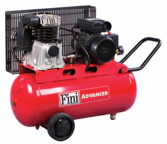 Electro-mechanical pressure switch, pressure reducer with manometer and universal quick coupler. The electric motor features overload protection with manual reset.