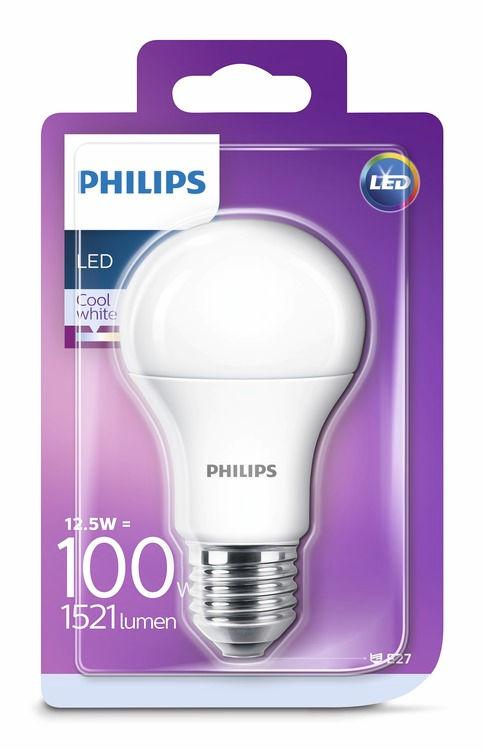 PHILIPS LED Fényforrás 12,5 W 100 W E27 Hideg fehér Nem szabályozható Ragyogó LED megvilágítás kiváló fényminőséggel A Philips LED fényforrások hideg
