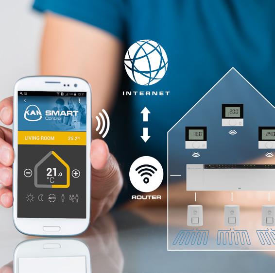 SMART Intelligens, vezeték nélküli automatika, padlófűtés vezérléséhez A KAN-therm SMART rendszer egy átfogó, modern helyiséghőmérséklet-szabályozó rendszer, amely