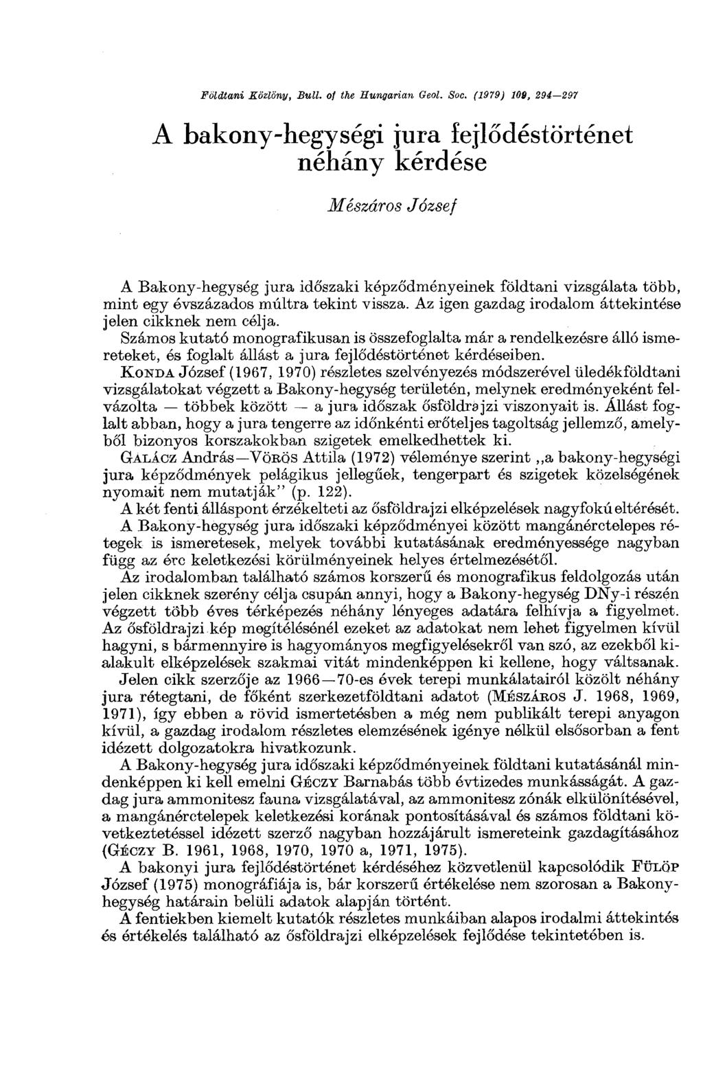 Földtani Közlöny, Bull, ot the Hungarian Geol. Soc.