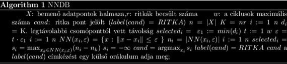 16.2.2.2. Az NNDB algoritmus A fent ismertetett algoritmusok viselkedését alapvetően befolyásolja az, hogy a szomszédossági mértékeket (, ) a felhasználó mennyire jól képes megbecsülni.