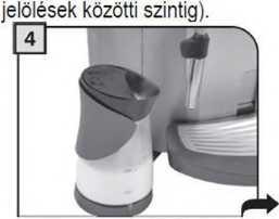 Fontos: a tartóban lévő tej szintje nem lehet alacsonyabb a MIN minimum