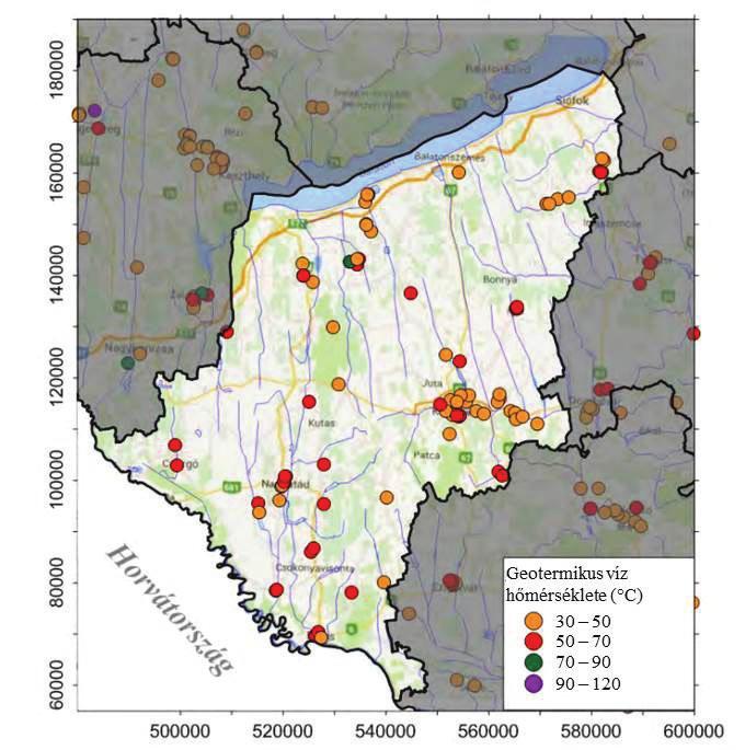 A Potencijal obnovljivih izvora energije u Osječko-baranjskoj županiji, 2013 szerint, Eszék Baranya megye hőmérsékleti gradiense 4 C és 5 C közé esik 100 méterenként a földfelszíntől függőlegesen