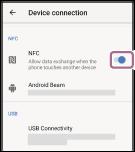 Egyérintéses csatlakoztatás (NFC) Android-okostelefonhoz Ha hozzáérinti a headsetet egy okostelefonhoz, a headset automatikusan bekapcsol, végrehajtja a párosítást, és létrehozza a