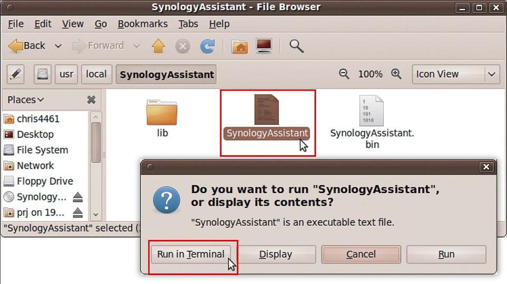 A telepítéshez írja be a következő parancsot a Terminálba: sudo apt-get install ia32-libs 5 Menjen a /usr/local/synologyassistant (vagy [az előbbiekben megadott elérési út]/synologyassistant) helyre,