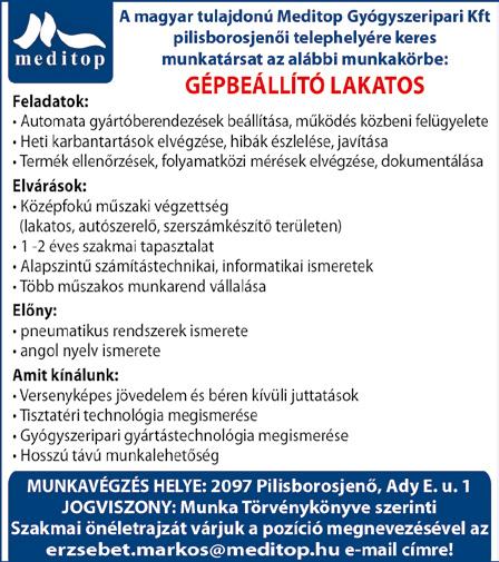 korrekciók elvégzése, anyagok biztosítása és egyéb szükséges beavatkozások); A technológiai előírások és a kezelési utasítás betartása; Az előírt nyomtatványok vezetése; Részvétel a rábízott gépek