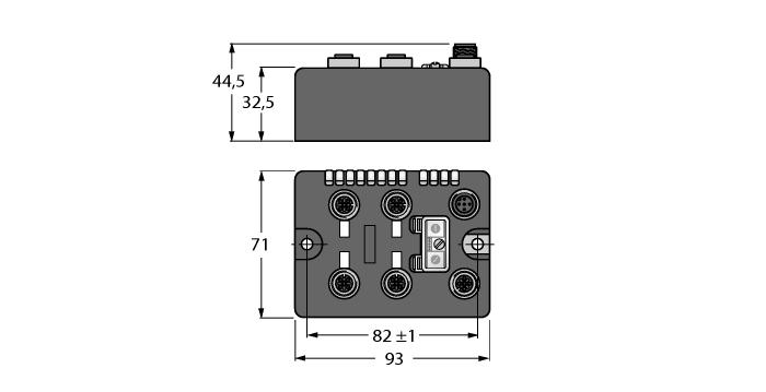 On-Machine kompakt fieldbus I/O blokları CANopen slave 10, 20, 50, 125, 250, 500, 800, or 1000 kbps Two 5-pin M12 male receptacles for fieldbus connection 2 rotary coding switches for node-address IP