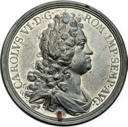 mûve Av: CAROLUS VI ROM:IMP: DUX BRABANTÆ C: FLAND - RIÆ & mellkép jobbra, alatta /Bru, darunter/ R Rv: CESSIT VICTRICIBUS ARMIS /