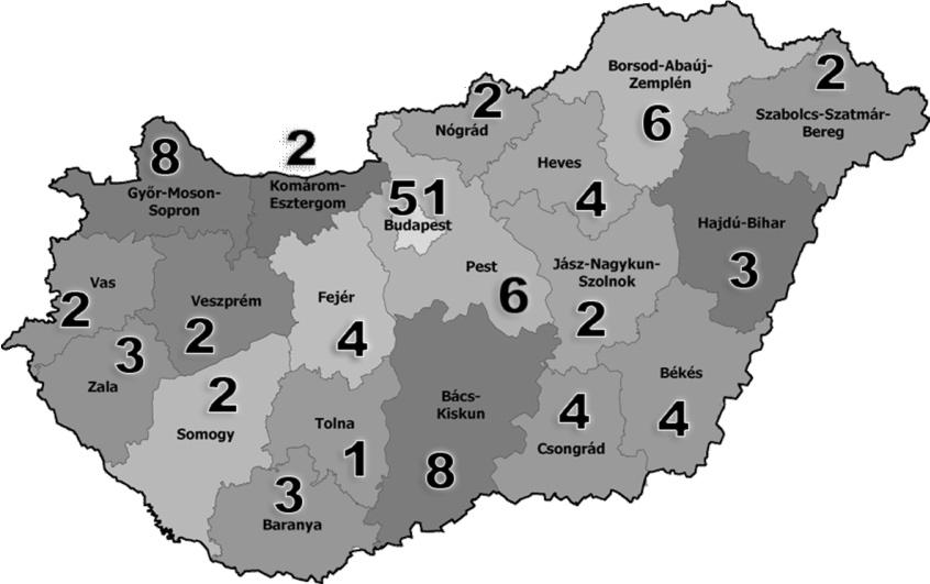 KÖNYVTÁRI DIGITALIZÁLÁSI HELYZETKÉP ködik, több telephely esetén a központi könyvtár telephelyét vettük alapul. Nagyszámú intézmény volt Győr-Moson-Sopron és Bács-Kiskun megyéből.