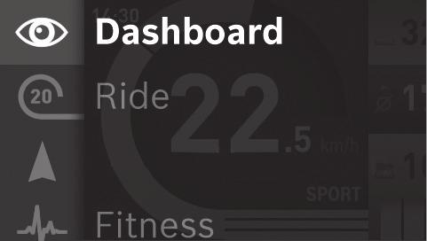 Magyar 5 Dashboard (Műszerfal) üzemmód Ha az 1 Joystick-et balra nyomja, akkor az aktív üzemmódból átkapcsolhat a főmenüre (lásd a fenti ábrát).