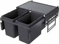 VS ENVI Space hulladékgyűjtő rendszer teljes kihúzású, integrált csillapítással és önbehúzóval mindkét oldalon integrált excenteres 3D frontállítás EasyFit: szerszám nélkül szerelhető a tartály a