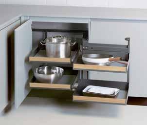 Peka Magic Corner Comfort Libell sarokszekrény kifordító Sarokszekrény kifordító vasalat nyíló ajtófronthoz Nyissa ki az ajtót, a fogantyú meghúzásával és az első polcot kifordítva teljes egészében a