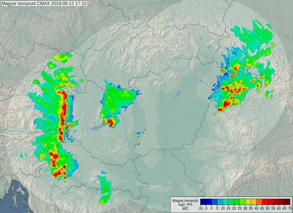 a zivataros gócokhoz helyenként jelentős mennyiségű csapadék 1. ábra: Jellemző májusi égkép a Balatonról a fejlődő gomolyfelhőkkel. (Szilágyi Eszter felvétele) 2. ábra: 2018.06.12.
