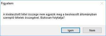 A különbséget adó összeg egy külön sorban jelenik meg ahol manuálisan beállítható az a főkönyvi szám amire a könyvelést szeretnénk elvégezni ehhez a tételhez.