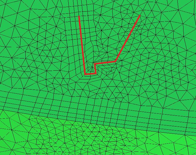 4 Case B AFM mesh gap (the contour of the flap is marked with red lines) Remark:
