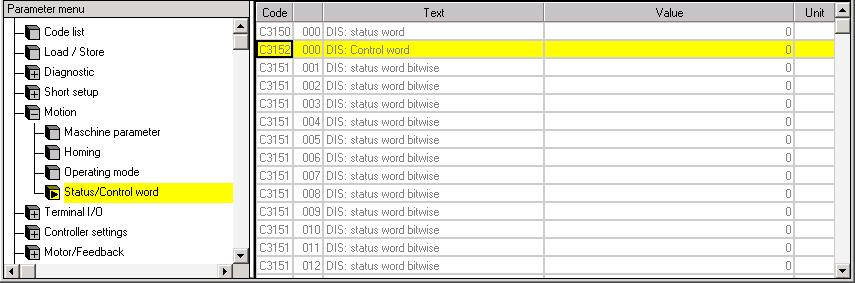 6 Commissioning Configuration of control interface (control and status word) Process data to the axis module 6.8.