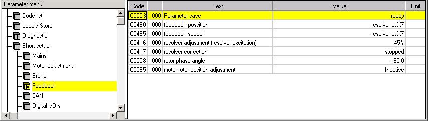 6 Commissioning Setting of the feedback system for position and speed control Resolver for position and speed control 6.