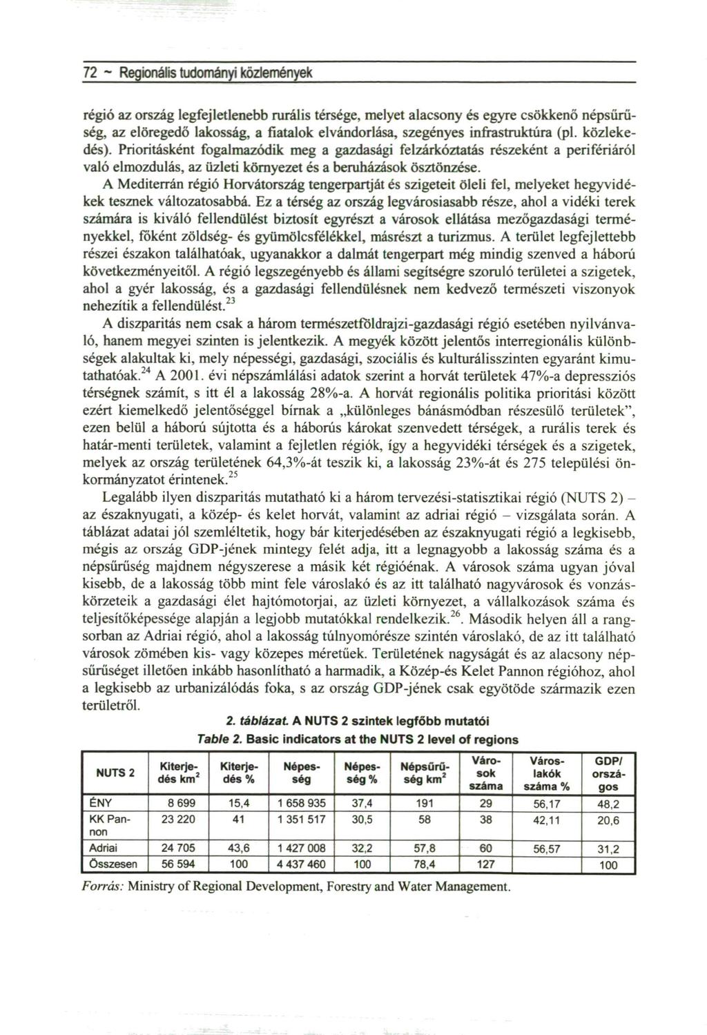72 ~ Regionális tudományi közlemények régió az ország legfejletlenebb rurális térsége, melyet alacsony és egyre csökkenő népsűrűség, az elöregedő lakosság, a fiatalok elvándorlása, szegényes