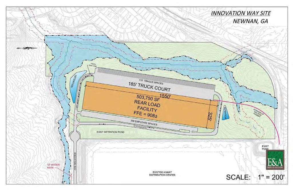 TRACT S-3, NEWNAN, GA 30265 Coweta County Water & Sewer Service 12" Water Line size - on Innovation Way 8" Sewer Line size - on Herring Road User Choice Electrical supplier for loads 900 KW or higher