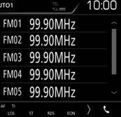 Rádió RDS: Azt jelzi, hogy a rendszer bekapcsolt AF funkció mellett fogadja-e az Radio Data System-állomásadatokat. Fehér: A rendszer fogadja az Radio Data System-adatokat.