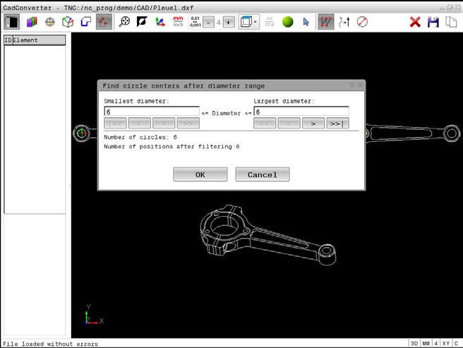 Adatátvitel CAD fájlokból CAD-Viewer (opció #42) 12 Szűrőbeállítások A furatpozíciók kijelölésére szolgáló gyors kiválasztási funkció használata után megjelenik egy felugró ablak, amelyben a