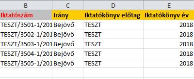 letöltést követően megtalálhatjuk a kapott iktatószámokat: Hibás adatok