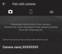 fülön a(z) M Connect to camera (Csatlakozás fényképezőgéphez) lehetőséget, majd folytassa a 3. lépéssel.