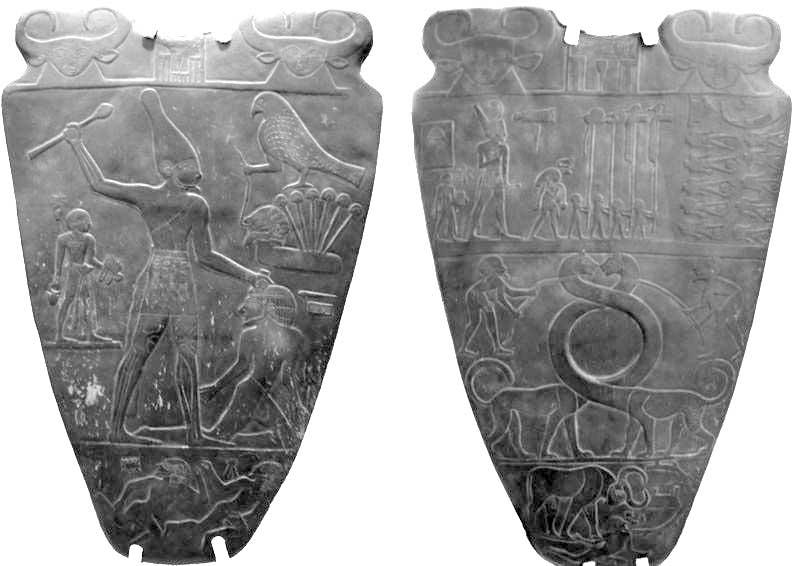 Első egyesítés. A predinasztikus kor vége Narmer Felső-Egyiptom uralkodója a IV. évezred végén meghódítja Alsó-Egyiptomot. Narmer paletta Első egyesítés.