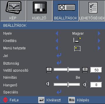 az RS232 porton keresztül vezérelheti. Tekintse meg a 48. oldalt az RS232 parancsok teljes listáját illetően.