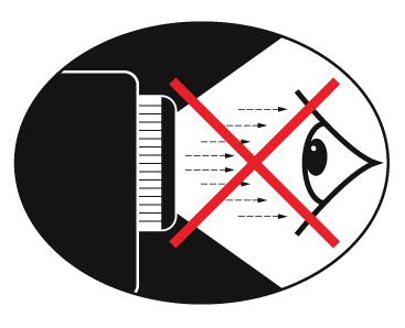 Használattal kapcsolatos megjegyzés A szemre vonatkozó biztonsági figyelmeztetések..mindig kerülje a kivetítő fénysugarába tekintést. Lehetőleg háttal álljon a sugárnak.