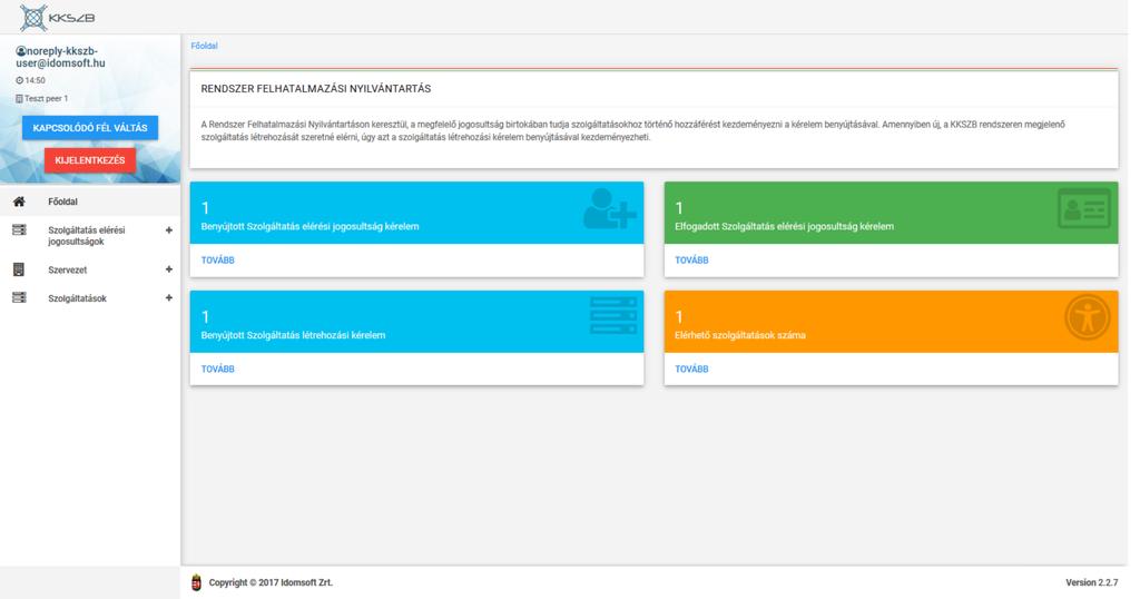 KKSZB Rendszer Felhatalmazási Nyilvántartás (RFNY) IdomSoft Zrt. vv1.0.1, 2018-03-26 Ábra 9.