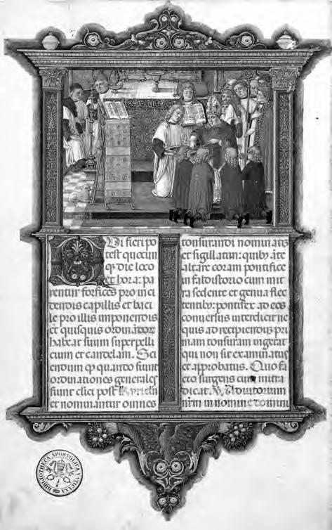 kép) közvetlen előzménye egy sokkal nagyobb szabású, de hasonló jellegű címlapnak, a Mátyás király számára 1488/1489 fordulóján készített Didymus-corvinának. 27 (9.