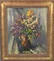HOLLÓ LÁSZLÓ (1887-1976) Virágcsendélet, 1967 / Flowers olaj, farost / oil on wood fiber