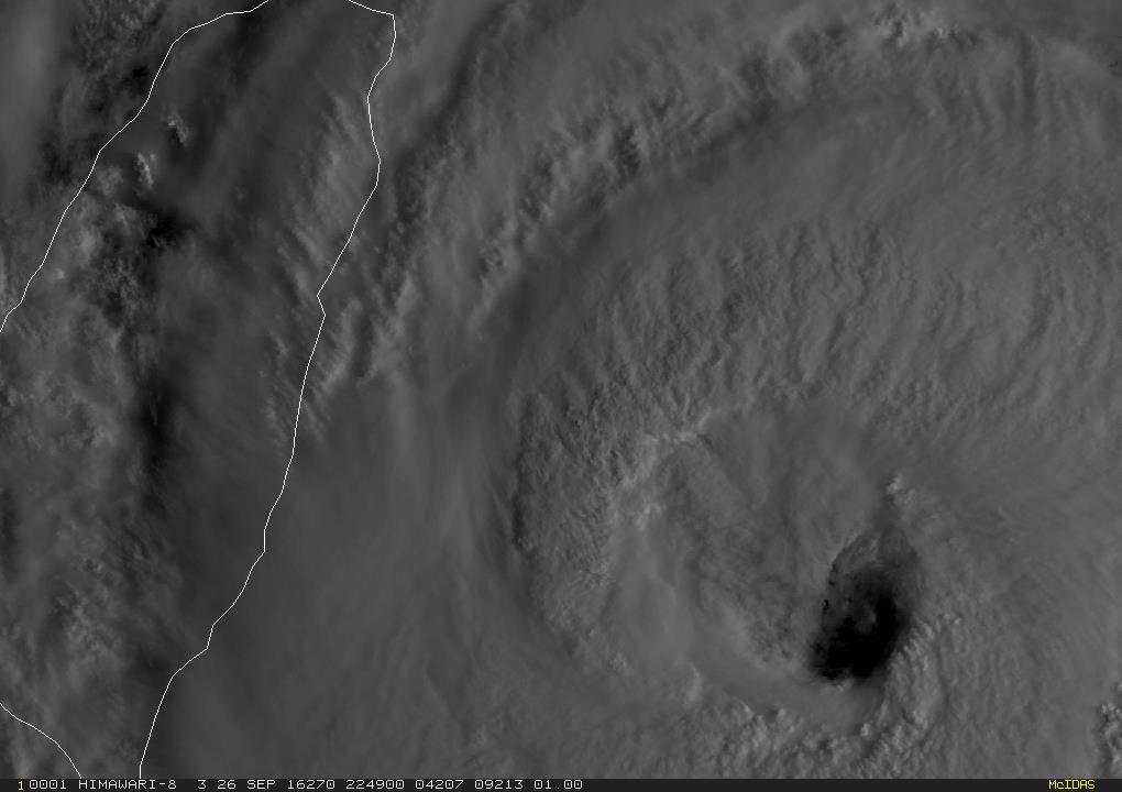 Typhoon Megi approaching Taiwan 26 Sep.