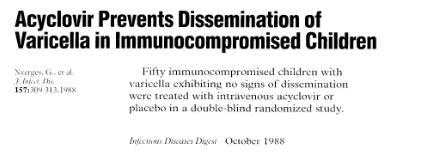 Sérült immunitású gyermekek aciklovir kezelése JID, 1988.