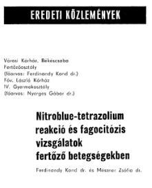 Az első pofon : az NBT teszt NBT teszt: Orvosi Hetilap 1981. 122. évfolyam, 46. szám.