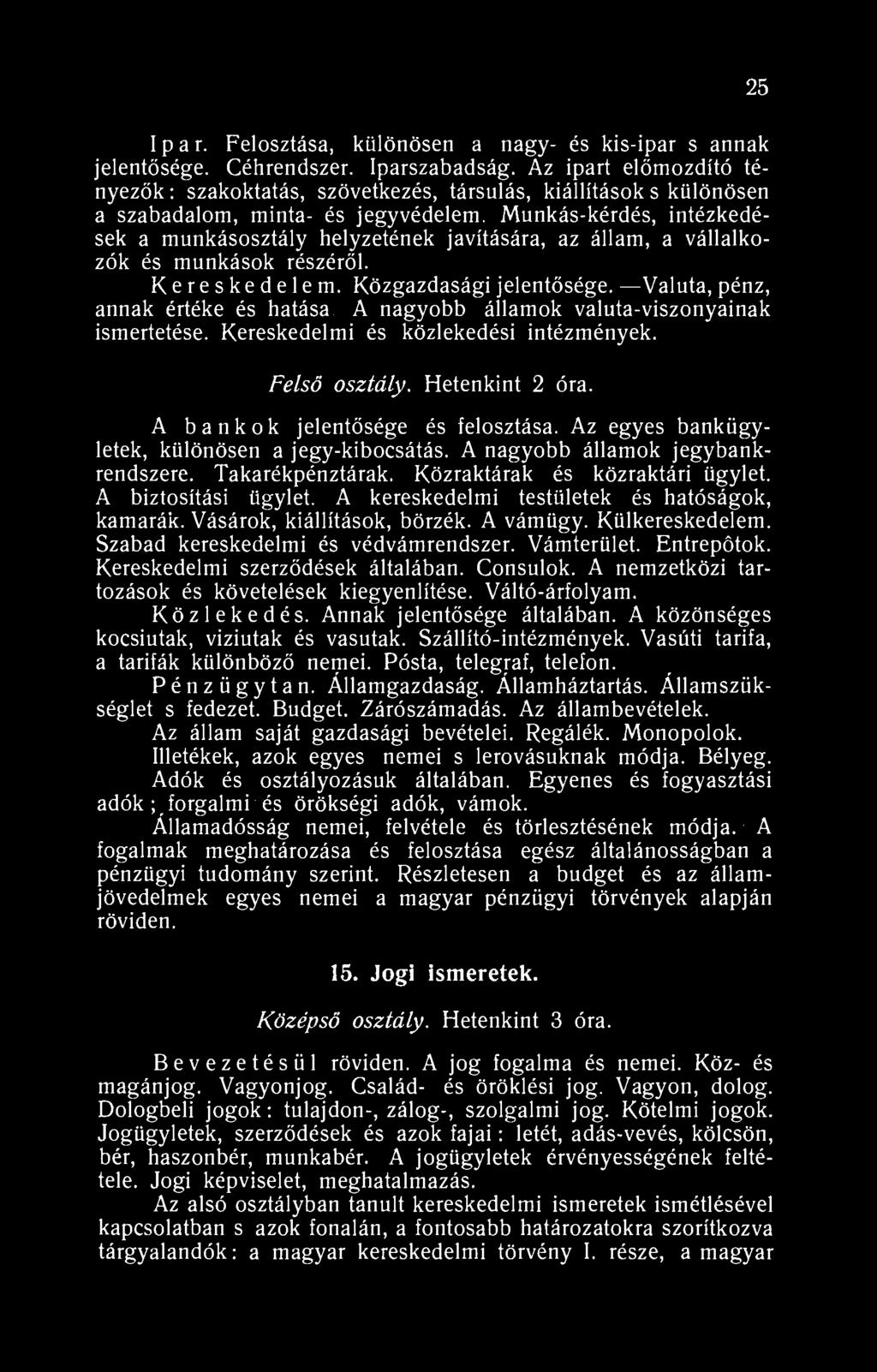 25 Ipar. Felosztása, különösen a nagy- és kis-ipar s annak jelentősége. Céhrendszer. Iparszabadság.