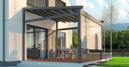 Minimál design teraszárnyékoló víz-, és szélálló vászonfedéssel, nyitott panoráma