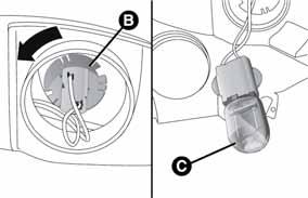 Az izzók elrendezése az alábbi ábra 170: A Irányjelzők B Tompított fényszórók IRÁNYJELZŐK Az izzó cseréjét az alábbiak szerint végezzük: távolítsuk el a fedelet A ábra 170; az óramutató járásával