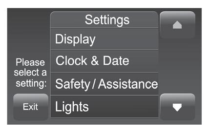 SETTINGS Az előlapon nyomja meg a SETTINGS gombot (1. ábra 10) a "Settings" főmenü megjelenítéséhez a kijelzőn (lásd fig. 17). MEGJEGYZÉS A menütételek megjelenítése verziónként változó.