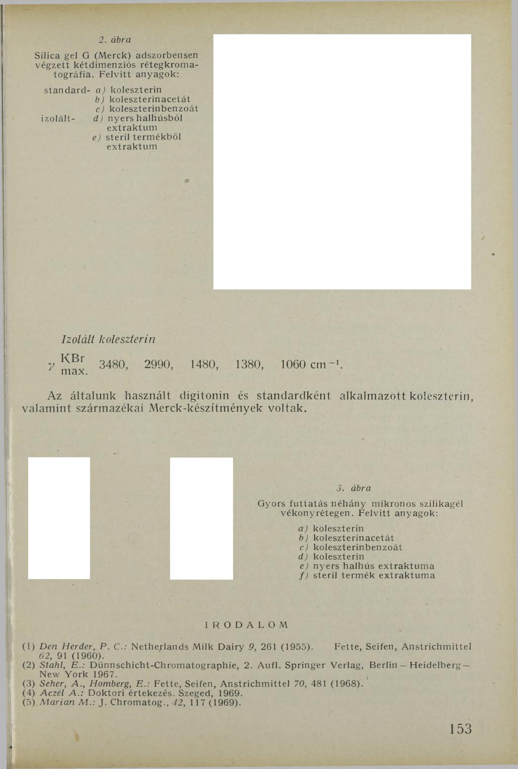2. ábra Silica gel G (M erck) adszorbensen végzett kétdim enziós rétegkrom a- tográfia.